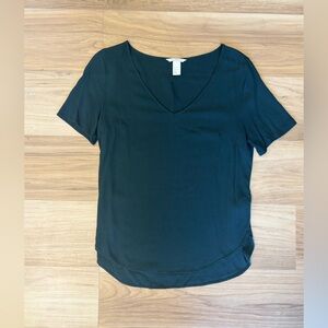 Dark Green Business Casual V-Neck Tee